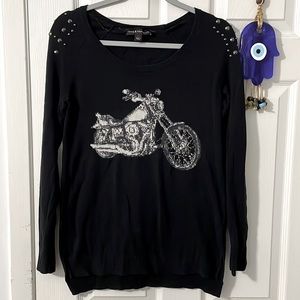 🧿 4 for $20 Rock & Republic Motorcycle Sweater Size XS in Black White